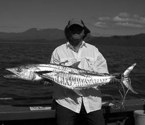 Col Upham shows a typical High Island Spanish mackerel captured recently during a busy fishing morning at this popular destination.